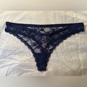 NWT Victoria’s Secret Lace Blue Thong